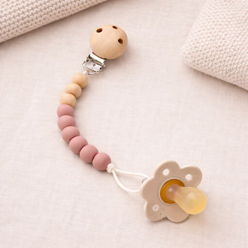 Attache-suce en silicone et en bois naturel